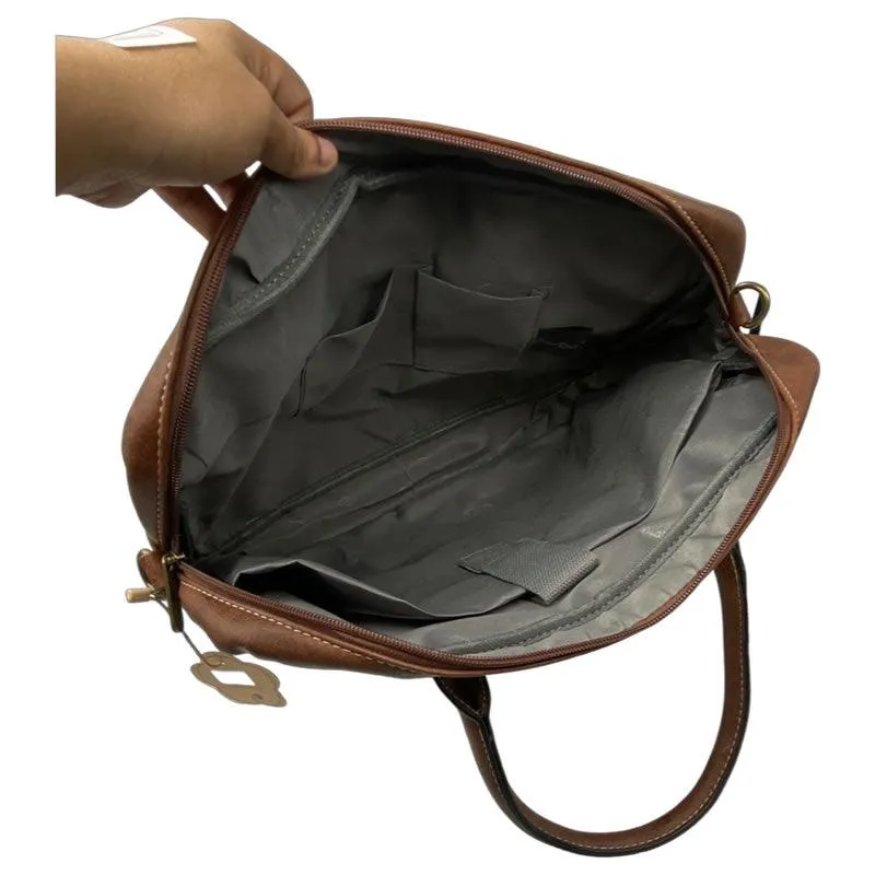 Large Capacity PU Leather with Flowers Details Handbag -B82116 DARK BROWN