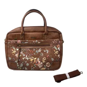 Large Capacity PU Leather with Flowers Details Handbag -B82116 DARK BROWN