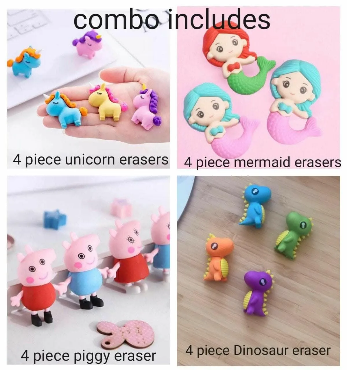 Le Delite Stylish Cute Fancy Latest Set of of 16 Pieces erasers for Kids School