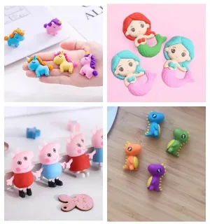Le Delite Stylish Cute Fancy Latest Set of of 16 Pieces erasers for Kids School
