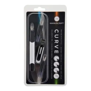 Manuscript Curve Fountain Pen Set W/3 Nibs White*