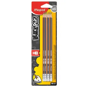 Maped Black Peps HB Pencil Blister of 6 pcs