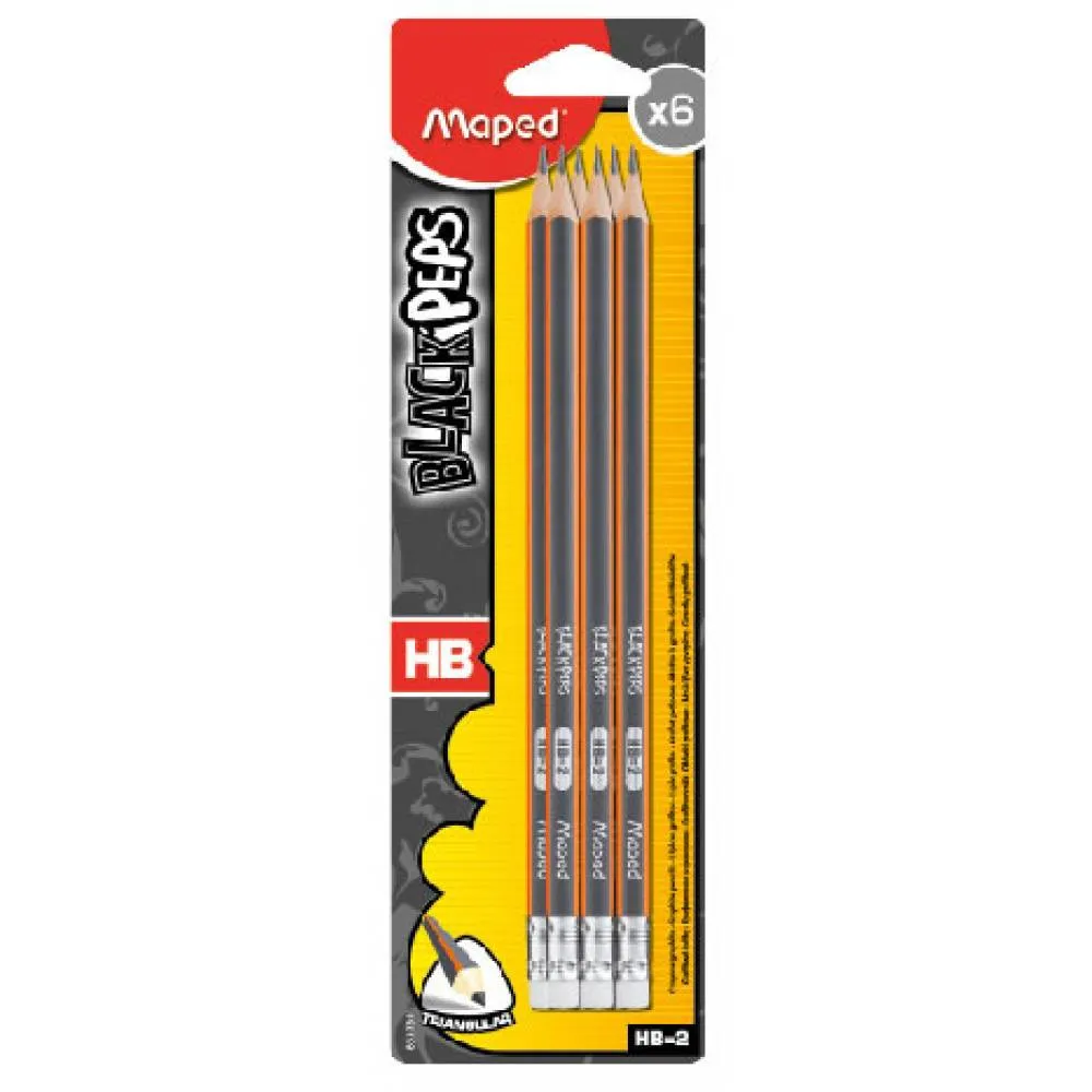 Maped Black Peps HB Pencil Blister of 6 pcs