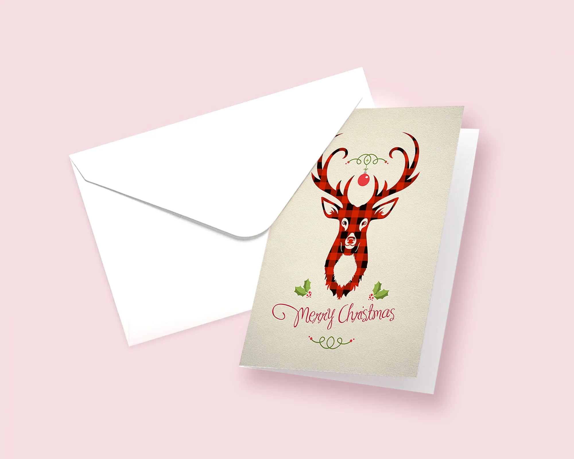 Merry Christmas Deer Light Personalized Holiday Greeting Card Gifts