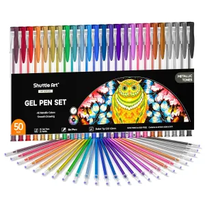 Metallic Gel Pen Set, 25 Unique Gel Pens with 25 Refills - Set of 50