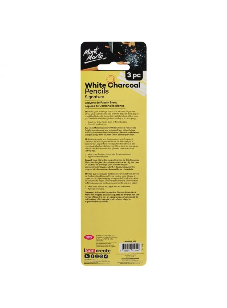 Mont Marte Signature White Charcoal Pencils 3pc
