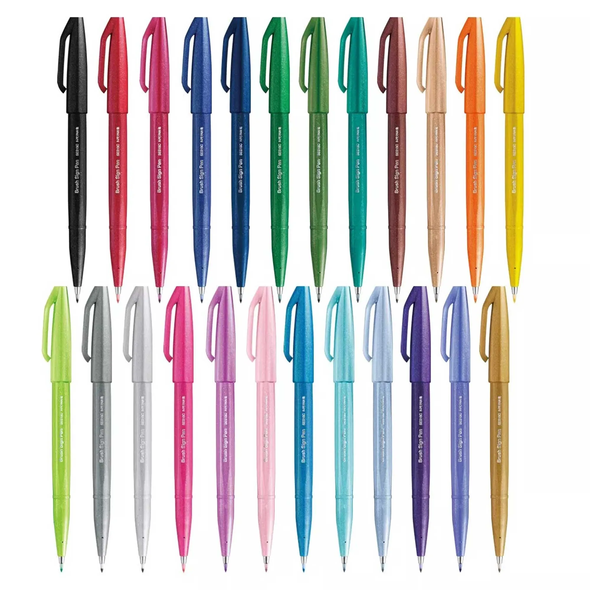 Pentel Brush Sign Pen Set of 24 Assorted Colours