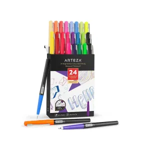 Permanent Markers | 24 Bright and Neon Colors | 2-mm Line | 4.2-mm Ultra-Fine Tip