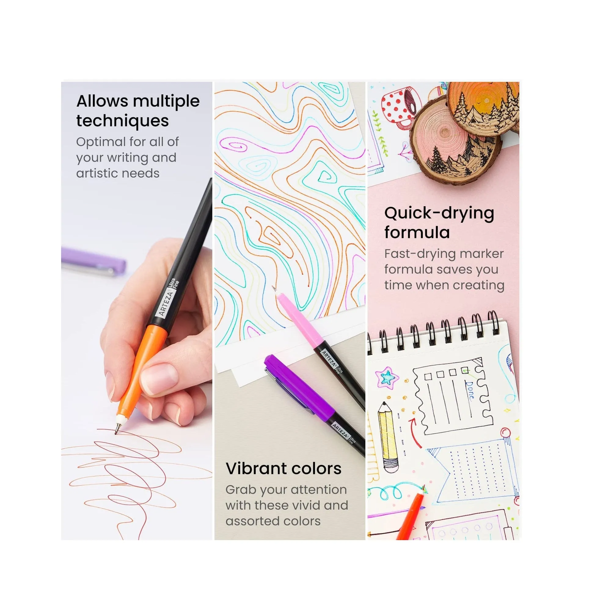 Permanent Markers | 24 Bright and Neon Colors | 2-mm Line | 4.2-mm Ultra-Fine Tip