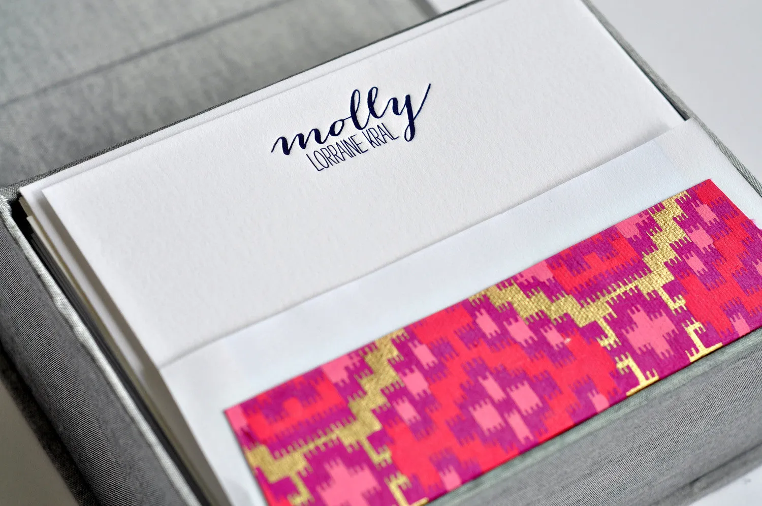 Petite Silk Stationery Box - Silver