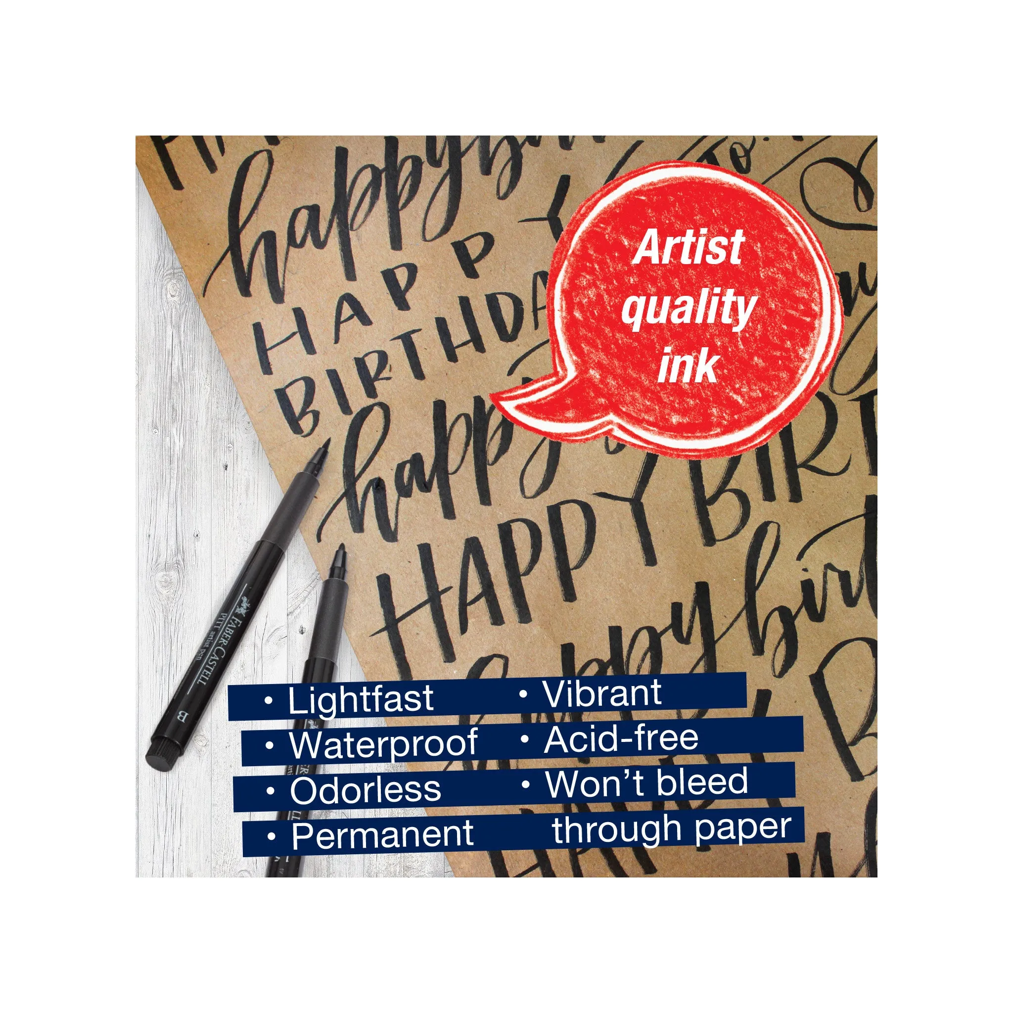 Pitt Artist Pen, Modern Lettering - #199 Black Set of 4 - #770084