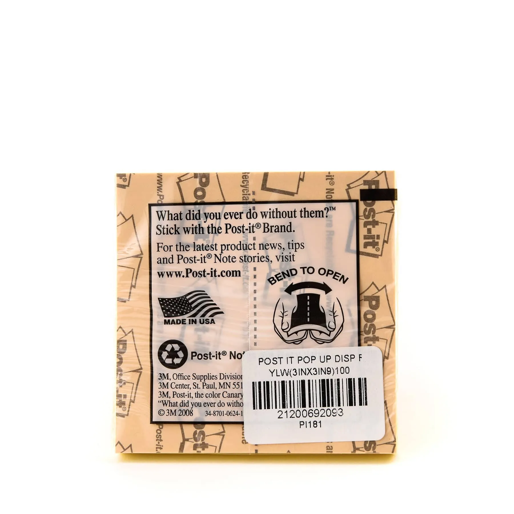 Post-it Pop-up Notes Canary Yellow R330. 3 x 3 in (76 mm x 76 mm)