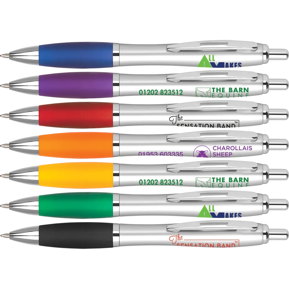 Promotional Curvy Pens - Silver