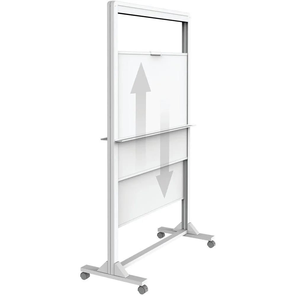 Quartet Motion Magnetic Mobile Dry Erase Easel Dual Track Aluminium Frame 1000 X 1727Mm White