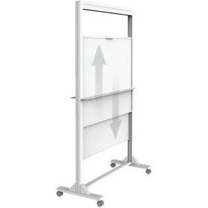 Quartet Motion Magnetic Mobile Dry Erase Easel Dual Track Aluminium Frame 1000 X 1727Mm White