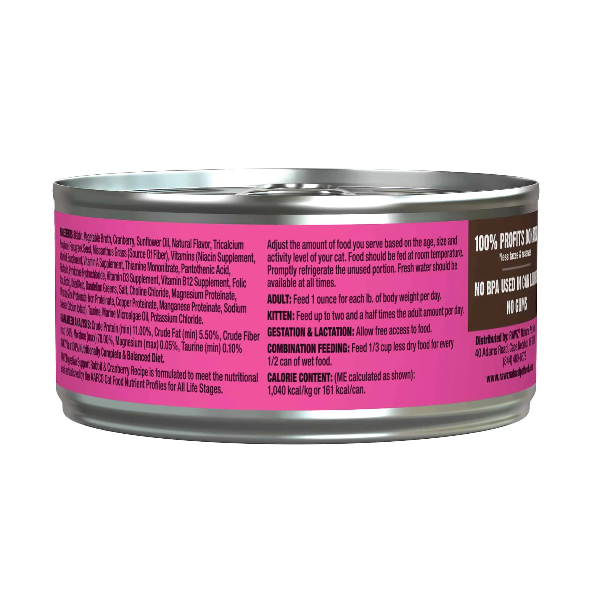RAWZ Solutions Digestive Support Rabbit & Cranberry Canned Cat Food