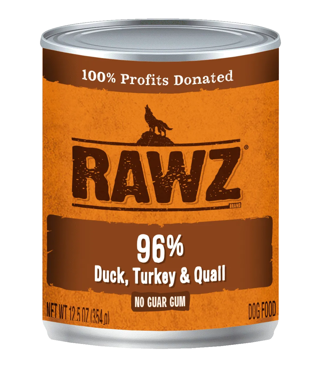 RAWZ® Steam Cooked 96% Duck, Turkey, and Quail Recipe, Wet Dog Food, 12.5oz Case of 12