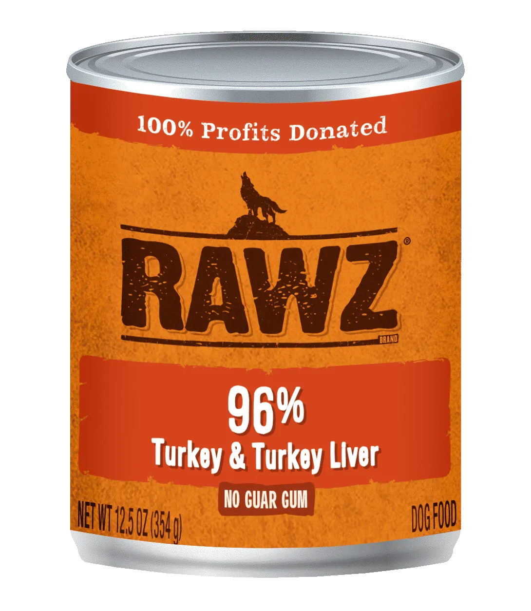 RAWZ® Steam Cooked 96% Turkey & Turkey Liver Recipe, Wet Dog Food, 12.5oz Case of 12