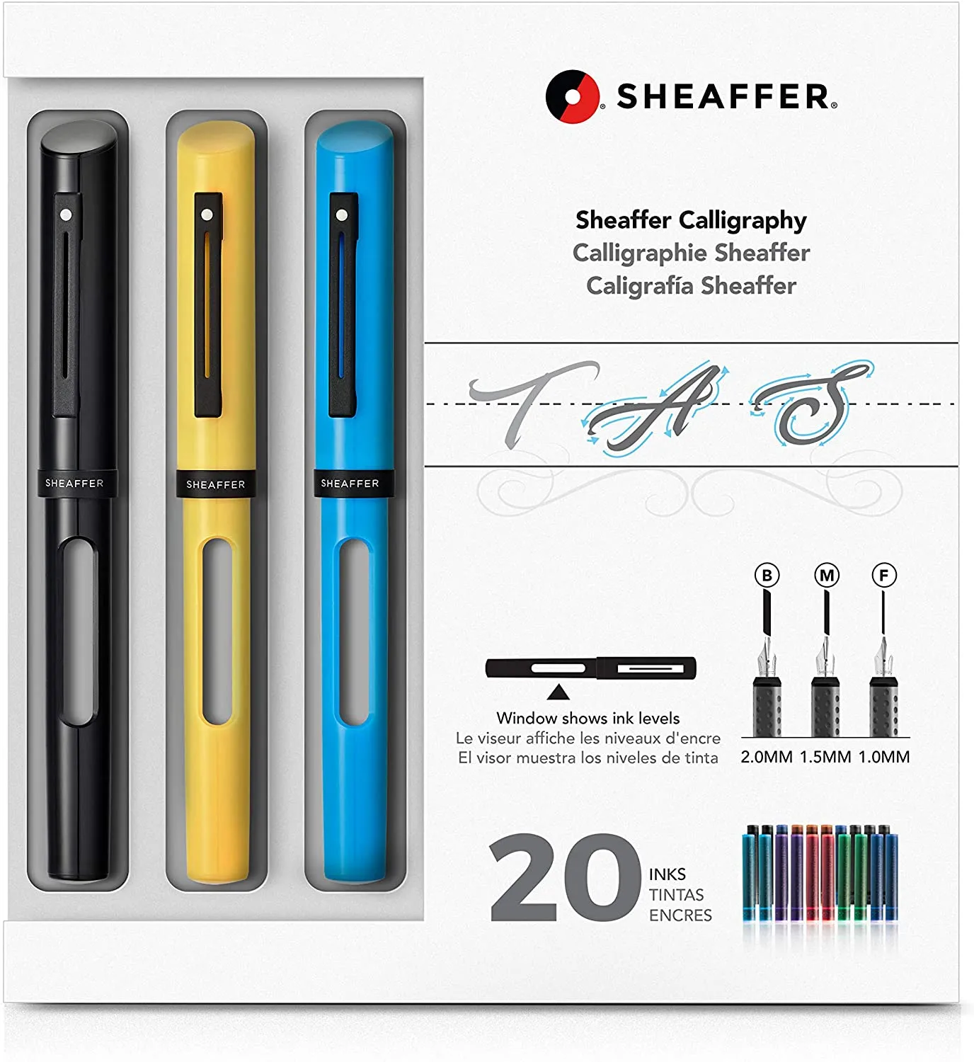 Sheaffer Calligraphy Maxi Kit with Black,Yellow, and Blue Pens