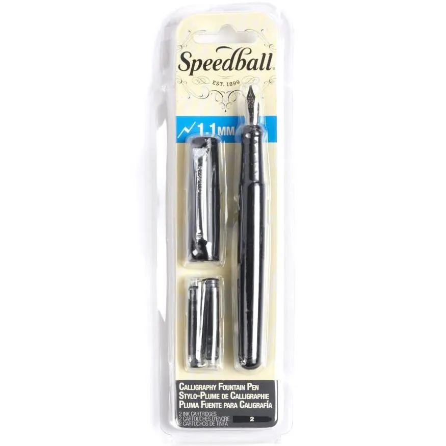 Speedball Calligraphy Fountain Pen & Cartridges Set 1.1mm Fine
