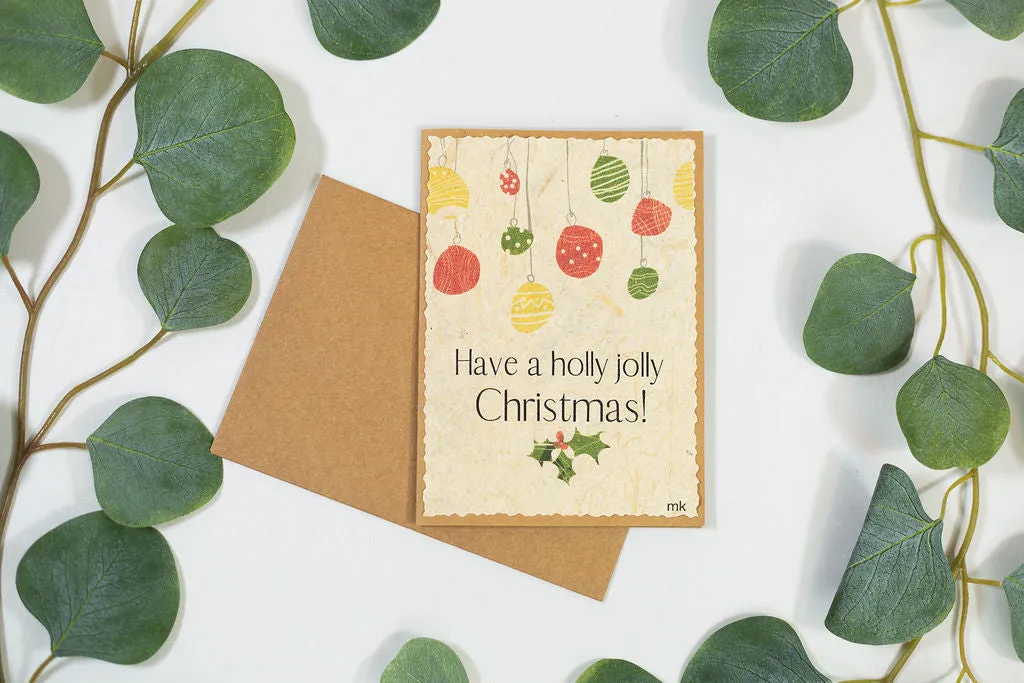 Spread Holiday Cheer with Vibrant Handmade Banana Paper Christmas Cards**