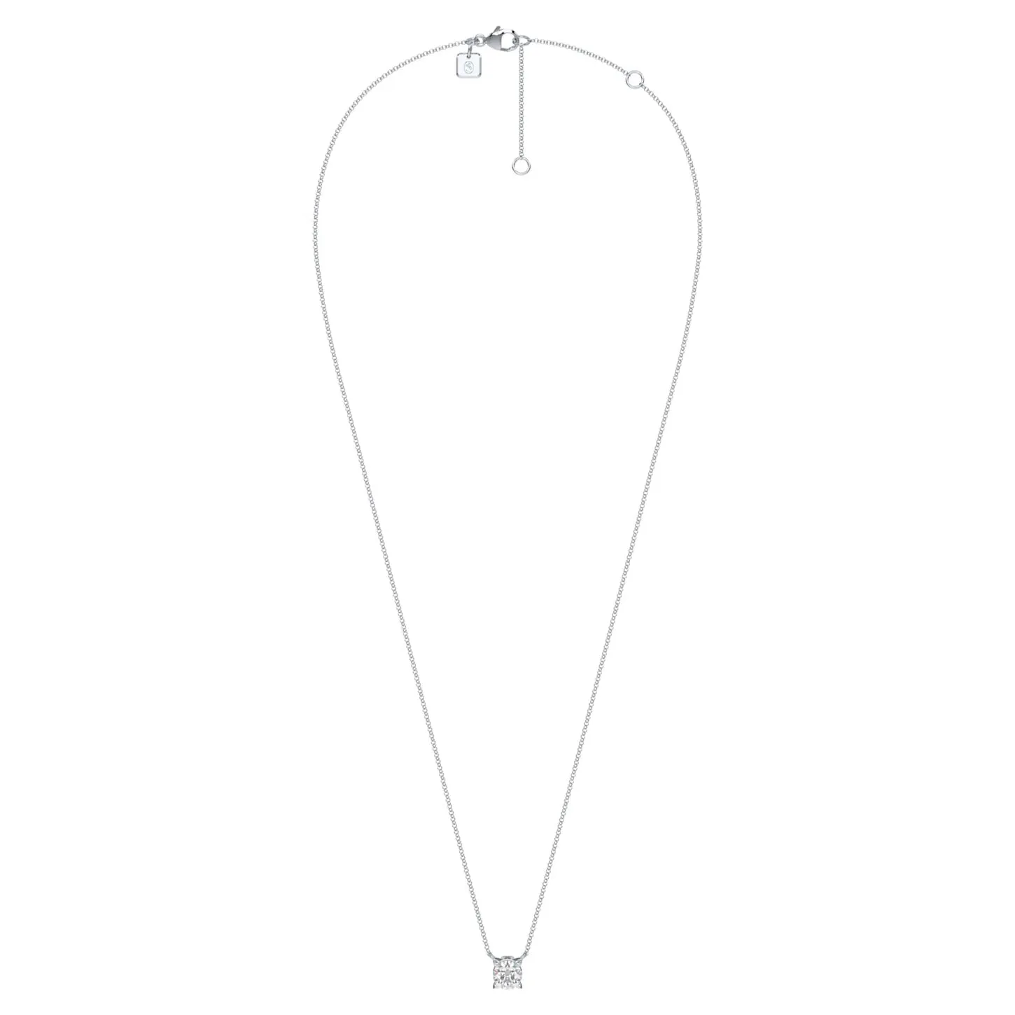 Swarovski Diamond Eternity Round Solitaire Pendant Necklace 14K White Gold .75cts