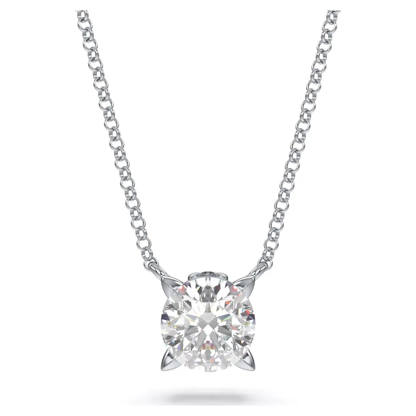Swarovski Diamond Eternity Round Solitaire Pendant Necklace 14K White Gold .75cts