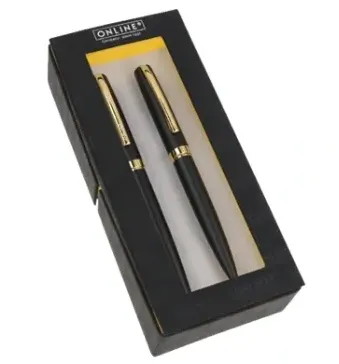 The Wholesale Company Online Eleganza Classic Black & Gold Fountain & Ballpen Set