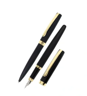 The Wholesale Company Online Eleganza Classic Black & Gold Fountain & Ballpen Set