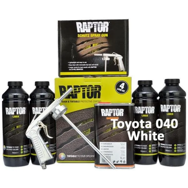 U-Pol Raptor Tintable for Toyota 040 White Protective Bed Liner Kit 4L   Schutz Gun