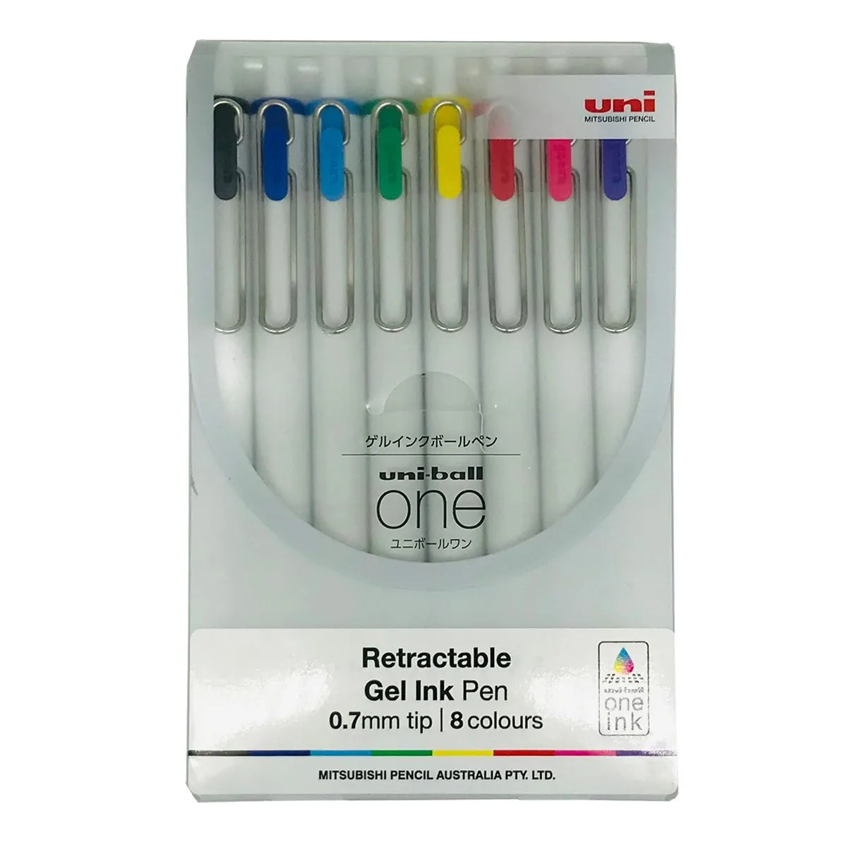 Uni One 0.7mm Rollerball Gel Ink Pens, 8 Pack Assorted
