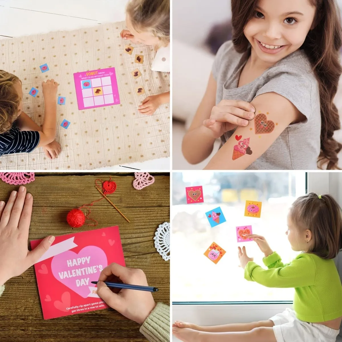 Valentines Day Game Cards with Tattoos Erasers & Stickers -Wholesale