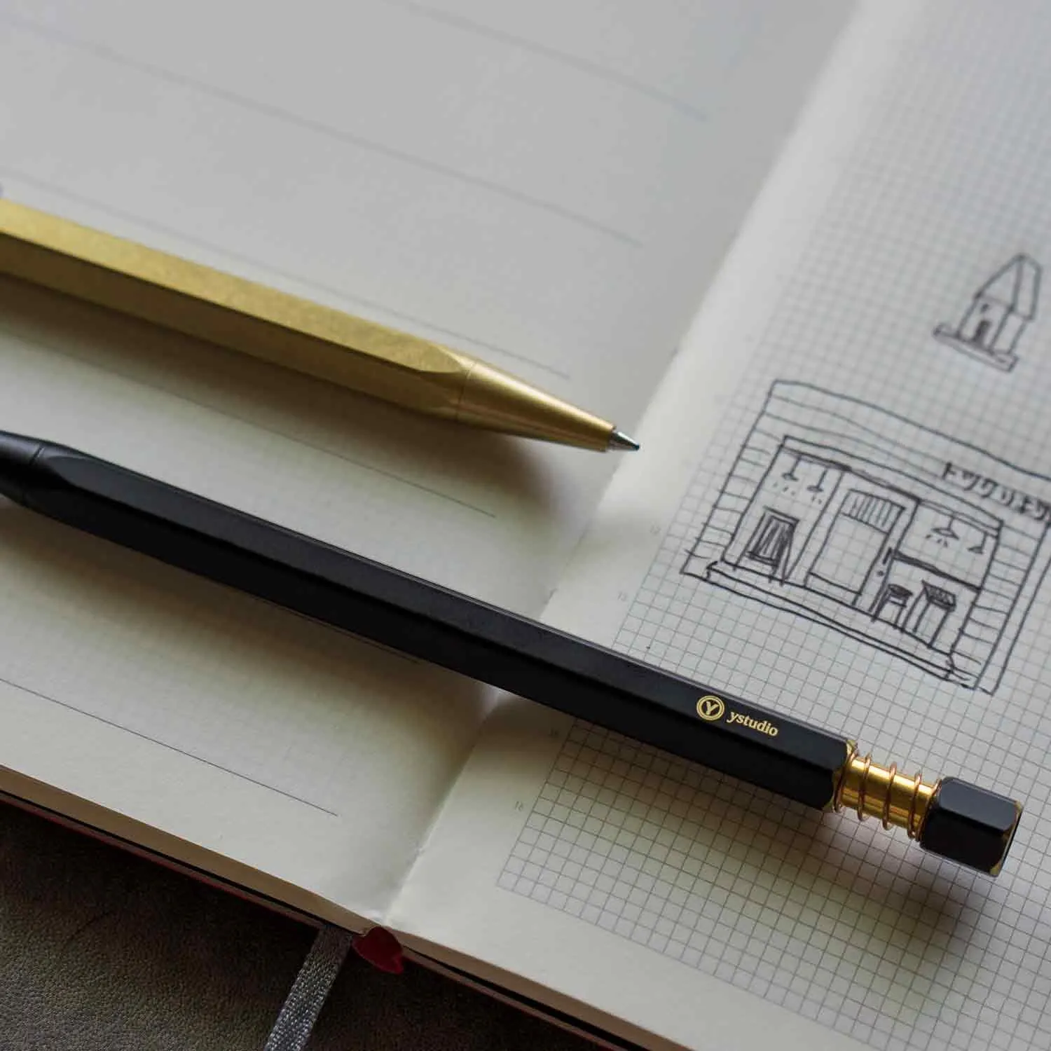 YSTUDIO Classic Revolve Spring Ball Pen, Black